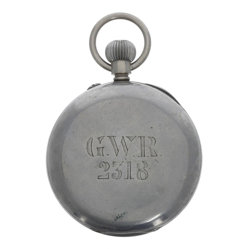 650 - Railway Interest - Rotherhams Great Western Railway (G.W.R.) nickel cased lever pocket watch, the mo... 