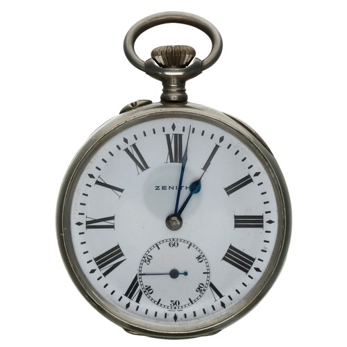 654 - FS Italian Railway - Zenith nickel cased lever pocket watch, circa 1926, serial no. 2708513, signed ... 