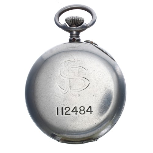 654 - FS Italian Railway - Zenith nickel cased lever pocket watch, circa 1926, serial no. 2708513, signed ... 