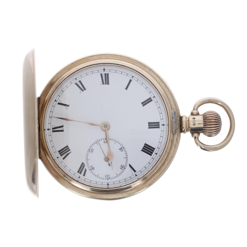 601 - George V 9ct lever hunter pocket watch, Birmingham 1912, 17 jewel movement, 9ct hinged cuvette, Roma... 