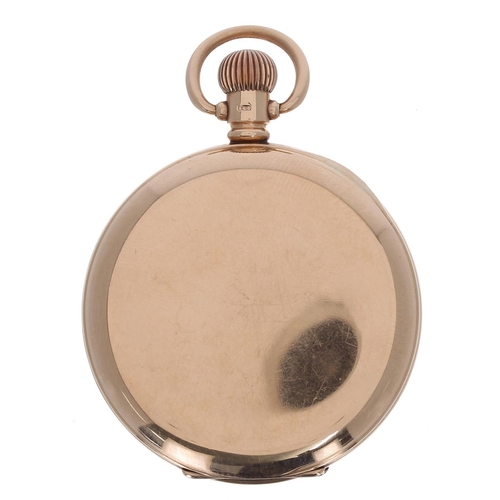 601 - George V 9ct lever hunter pocket watch, Birmingham 1912, 17 jewel movement, 9ct hinged cuvette, Roma... 