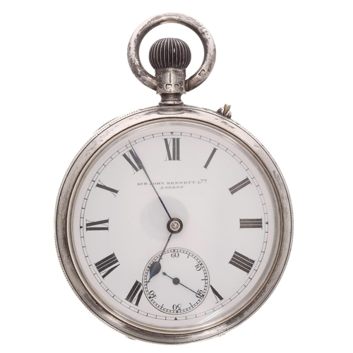 631 - Sir John Bennett Ltd silver lever engine turned pocket watch, London 1901, signed movement and dial,... 