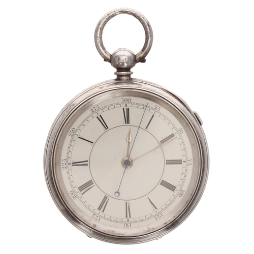 633 - Victorian silver centre seconds chronograph lever pocket watch, Chester 1885, unsigned three quarter... 