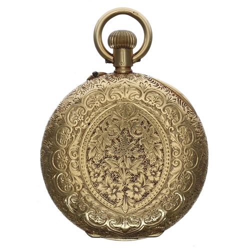 643 - Attractive Imperial 18ct hunter lever fob watch retailed by Cooke & Kelvey, Calcutta, gilt frost... 