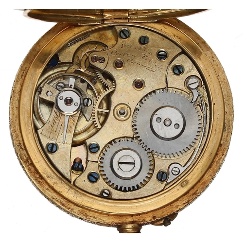 643 - Attractive Imperial 18ct hunter lever fob watch retailed by Cooke & Kelvey, Calcutta, gilt frost... 