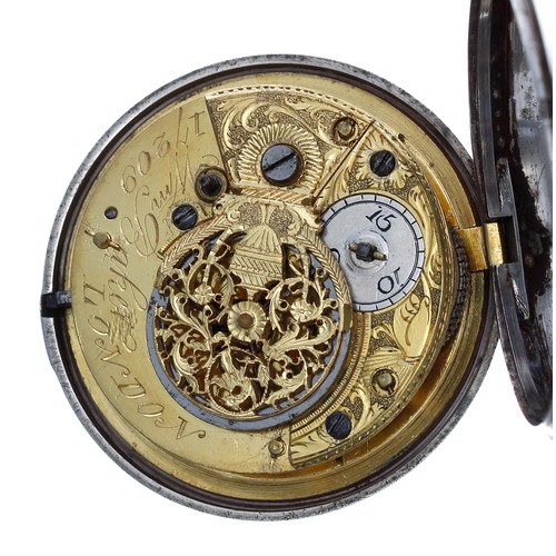 748 - George III silver pair cased verge pocket watch, London 1805, the fusee movement signed Wm Baker, Lo... 