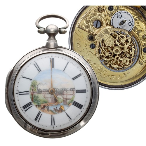 748 - George III silver pair cased verge pocket watch, London 1805, the fusee movement signed Wm Baker, Lo... 