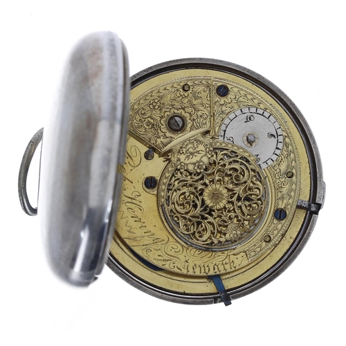 646 - Good early 19th century automaton silver pair cased verge pocket watch, London 1801, the fusee movem... 