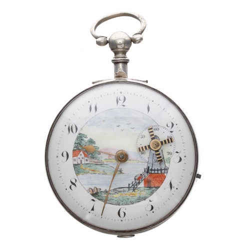 646 - Good early 19th century automaton silver pair cased verge pocket watch, London 1801, the fusee movem... 