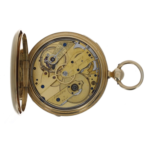 649 - Barraud & Lund, London Victorian 18ct quarter repeating lever pocket watch, London 1862, signed ... 