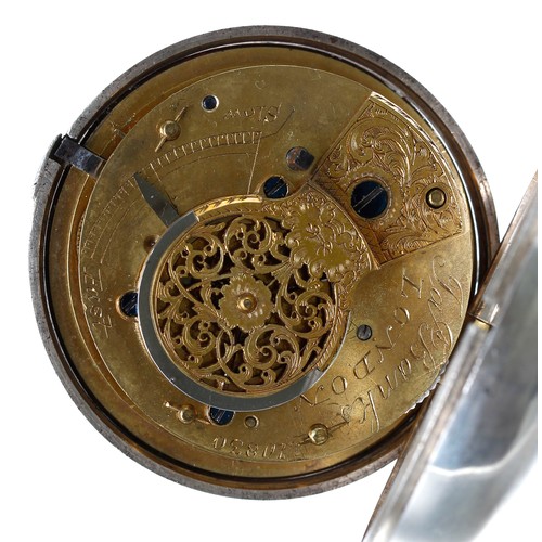 582 - William IV English silver pair cased verge pocket watch, London 1831, the fusee movement signed J. B... 