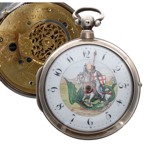 582 - William IV English silver pair cased verge pocket watch, London 1831, the fusee movement signed J. B... 