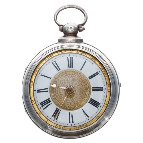 656 - Early 19th century English 'motto dial' silver pair cased verge pocket watch, Birmingham 1801, the f... 