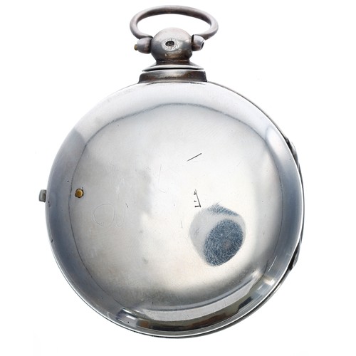 656 - Early 19th century English 'motto dial' silver pair cased verge pocket watch, Birmingham 1801, the f... 