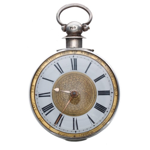 656 - Early 19th century English 'motto dial' silver pair cased verge pocket watch, Birmingham 1801, the f... 