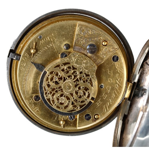 656 - Early 19th century English 'motto dial' silver pair cased verge pocket watch, Birmingham 1801, the f... 