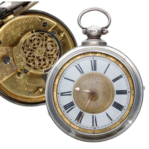 656 - Early 19th century English 'motto dial' silver pair cased verge pocket watch, Birmingham 1801, the f... 