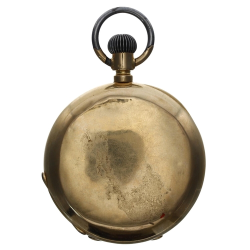 660 - Continental 18ct half hunter lever set pocket watch for repair, unsigned movement, 18ct hinged cuvet... 