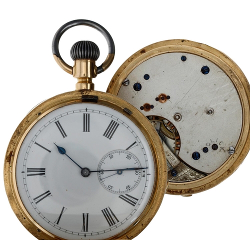 660 - Continental 18ct half hunter lever set pocket watch for repair, unsigned movement, 18ct hinged cuvet... 