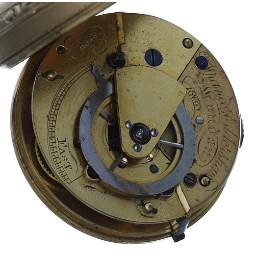 661 - Attractive George IV 18ct verge pocket watch, London 1827, the fusee movement signed Frances Eldersh... 