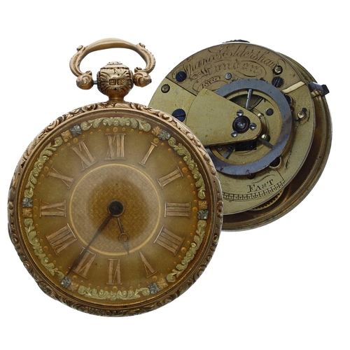 661 - Attractive George IV 18ct verge pocket watch, London 1827, the fusee movement signed Frances Eldersh... 