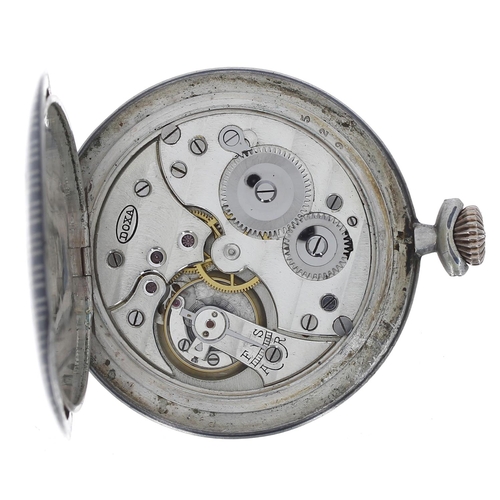 664 - Doxa niello white metal (0.800) lever dress pocket watch, signed movement, signed cuvette, signed si... 