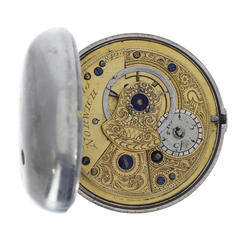 665 - George III silver verge pair cased pocket watch, London 1810, the fusee movement signed Jas Woods, N... 