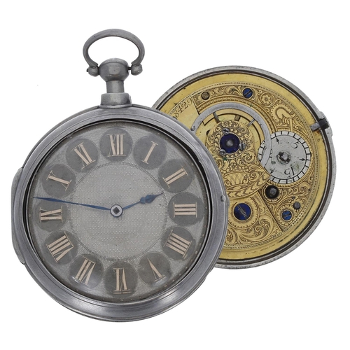 665 - George III silver verge pair cased pocket watch, London 1810, the fusee movement signed Jas Woods, N... 