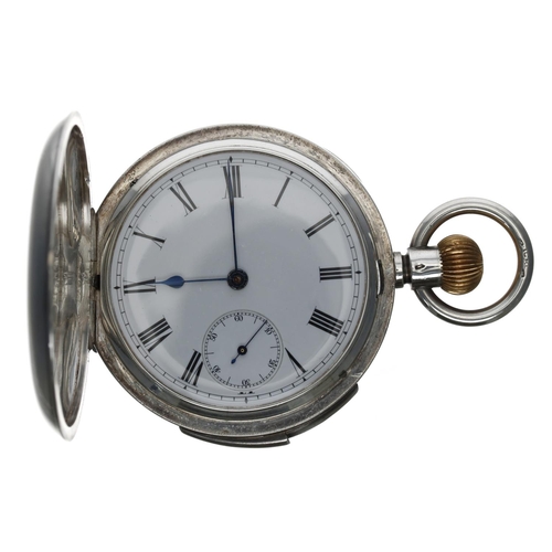 666 - Interesting Swiss silver (0,935) quarter repeating hunter pocket watch with Military provenance, uns... 