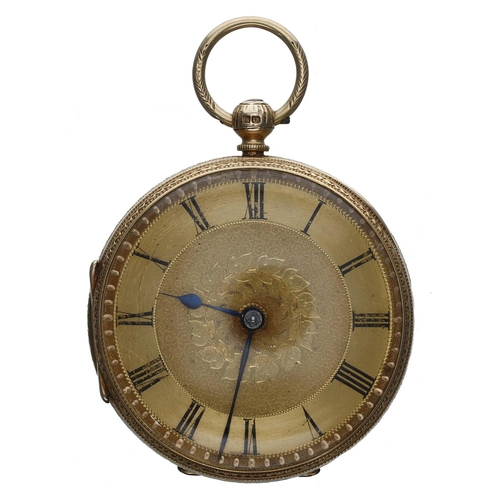 667 - Victorian 18ct fusee lever pocket watch, London 1886, unsigned movement, no, 22235, with dust cover,... 