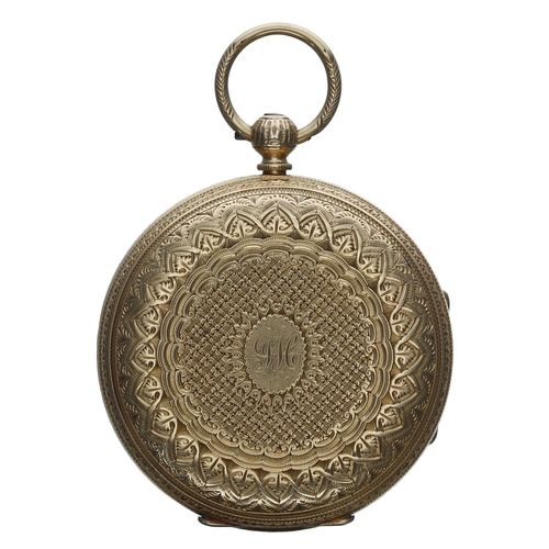 667 - Victorian 18ct fusee lever pocket watch, London 1886, unsigned movement, no, 22235, with dust cover,... 