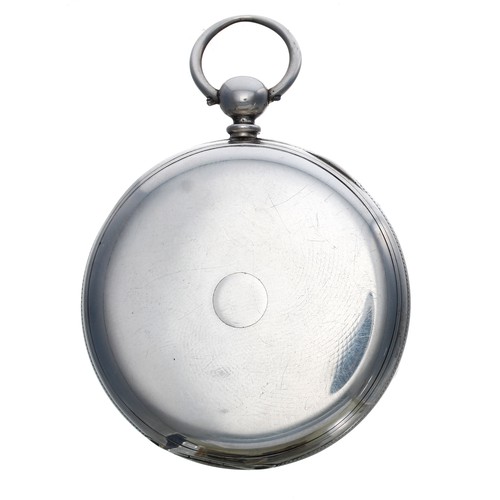 671 - Lagiér, Genéve white meta cylinder pocket watch, singed gilt frosted bar movement, the cuvette inscr... 