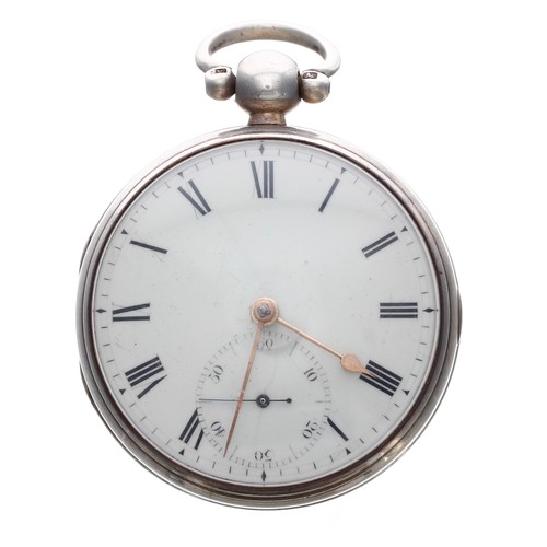 674 - George III silver fusee Savage two-pin lever pocket watch, London 1814, the movement signed J. Bowen... 