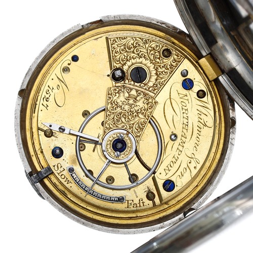 676 - Victorian silver fusee lever hunter pocket watch, London 1849, the movement signed Whitmore & So... 