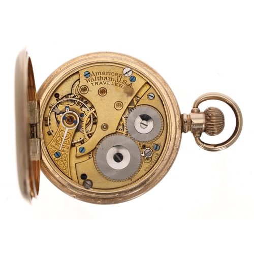 556 - American Waltham 'Traveler' gold plated lever hunter pocket watch, serial no. 20764983, circa 1916, ... 