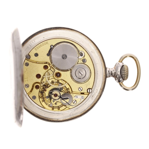 685 - Zenith 'Grand Prix' white metal (0.800) lever pocket watch, signed gilt frosted movement, no. 289650... 