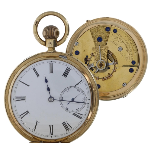 702 - Victorian 18ct half hunter lever pocket watch, London 1883, the movement signed Thompson & Vine,... 