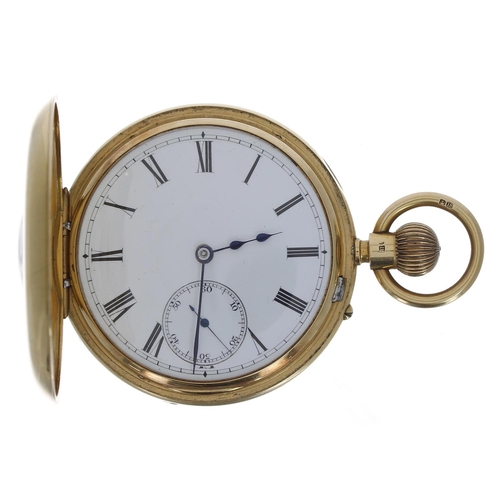 702 - Victorian 18ct half hunter lever pocket watch, London 1883, the movement signed Thompson & Vine,... 