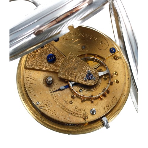 640 - Victorian silver fusee lever pocket watch, London 1878, the movement signed Adam Burdess, Coventry, ... 