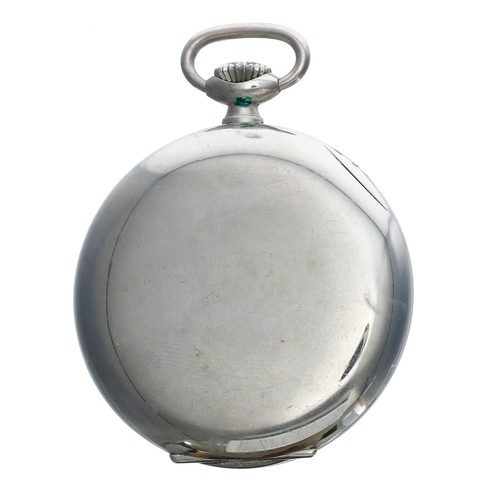 641 - Zenith nickel cased lever pocket watch, signed gilt frosted movement, no. 4258609, hinged cuvette, s... 