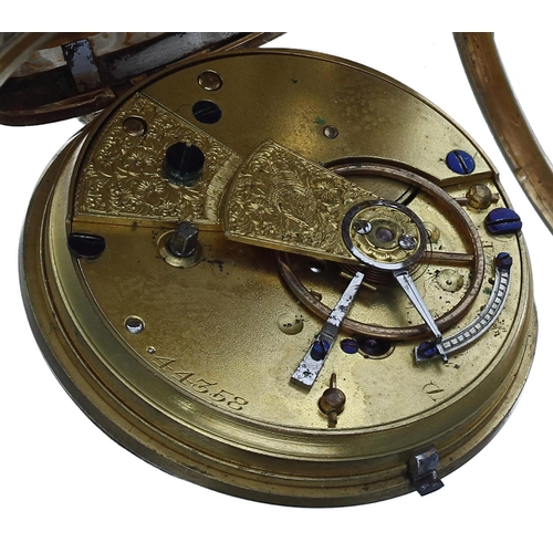 709 - Small Victorian 18ct fusee lever pocket watch, London 1868, unsigned movement, no. 44358, gilt dial ... 