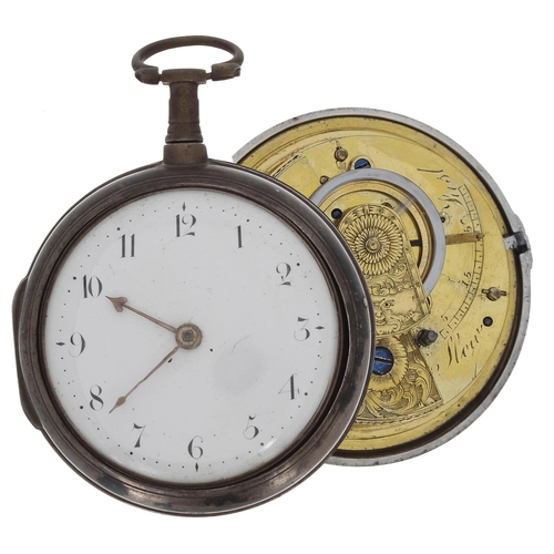 712 - George III silver verge pair cased pocket watch, London 1810, the fusee movement signed Dan'l Lineha... 