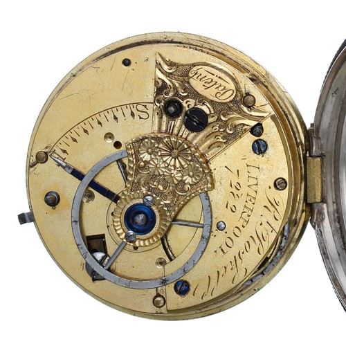 718 - English 19th century silver rack lever pocket watch, London 1824, the fusee movement signed Robert R... 