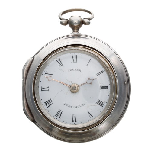 719 - English 18th century silver pair cased verge pocket watch, London 1779,, the gilt fusee movement sig... 