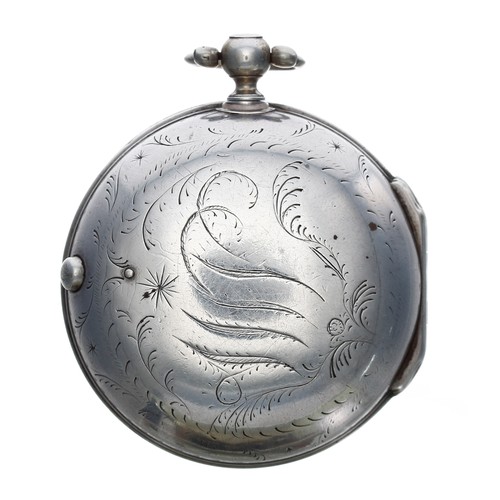 719 - English 18th century silver pair cased verge pocket watch, London 1779,, the gilt fusee movement sig... 