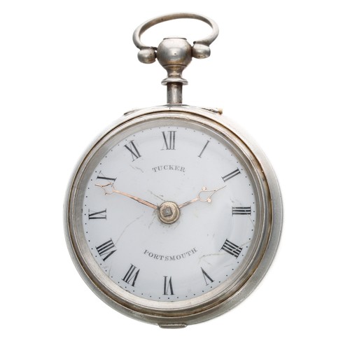 719 - English 18th century silver pair cased verge pocket watch, London 1779,, the gilt fusee movement sig... 