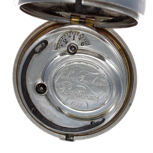 719 - English 18th century silver pair cased verge pocket watch, London 1779,, the gilt fusee movement sig... 