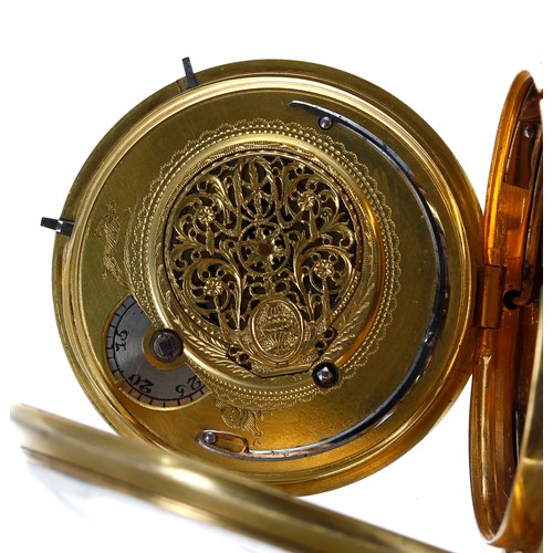 722 - Early 19th century gilt metal verge 'Doctor's' pocket watch, the verge movement signed Kemp & Ho... 