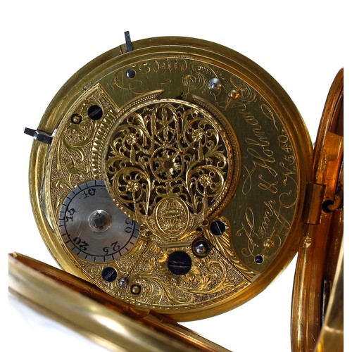 722 - Early 19th century gilt metal verge 'Doctor's' pocket watch, the verge movement signed Kemp & Ho... 