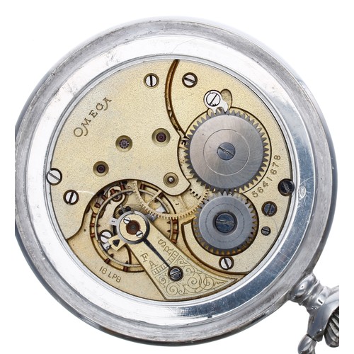 724 - Omega silver (.900) lever pocket watch, circa 1916-1923, movement no. 5641678, cal. 18 LPB gilt fros... 